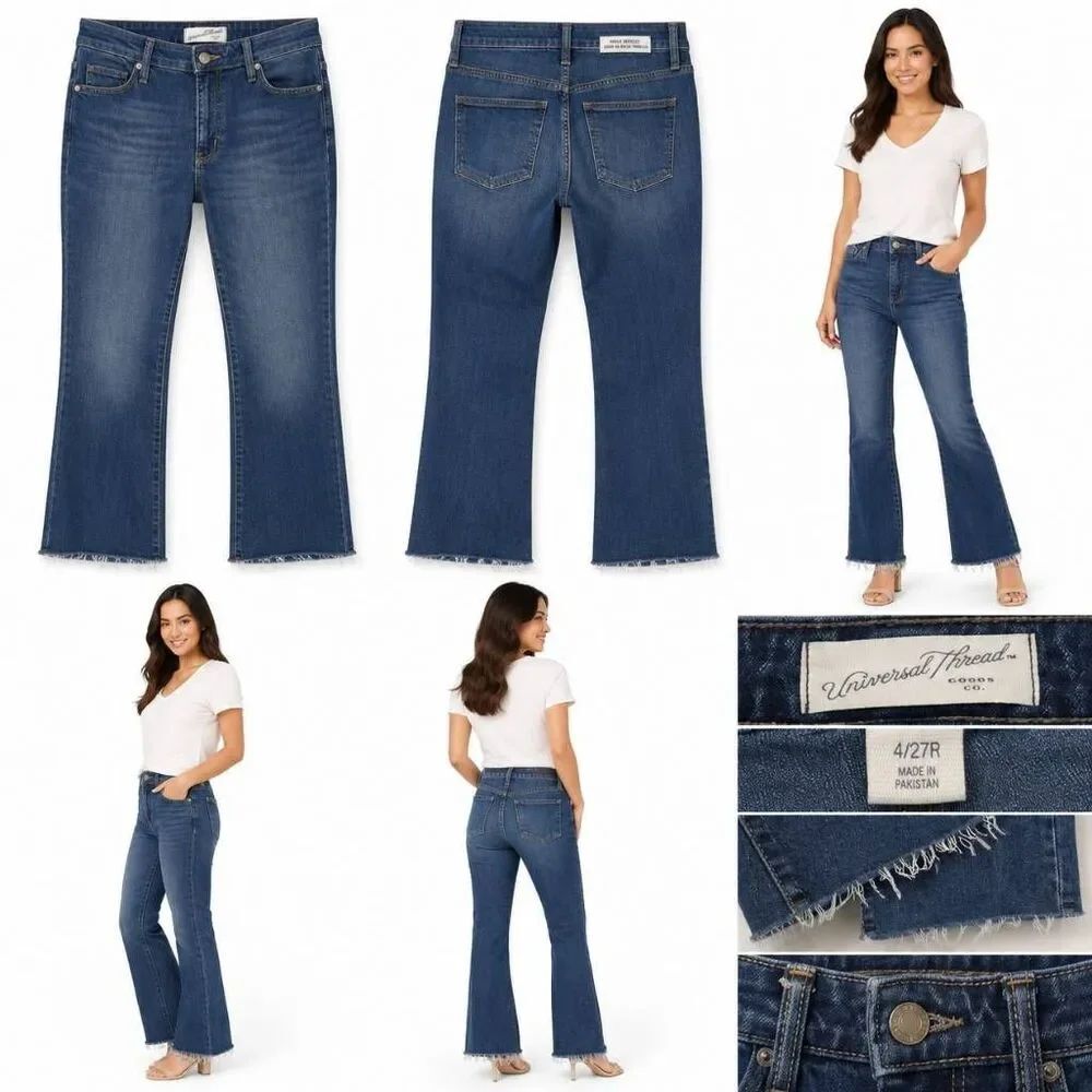 Universal Thread Ankle Bootcut Jeans 4/27R Raw Hem